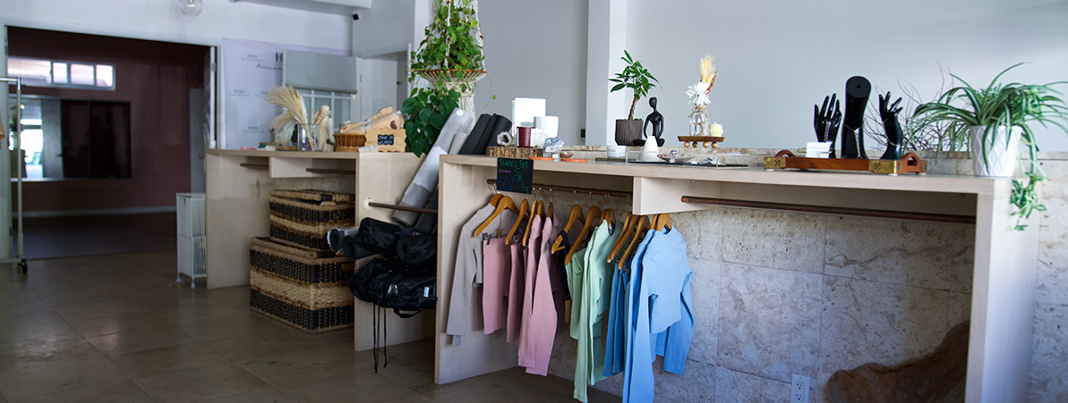 Lobby and boutique with curated activewear